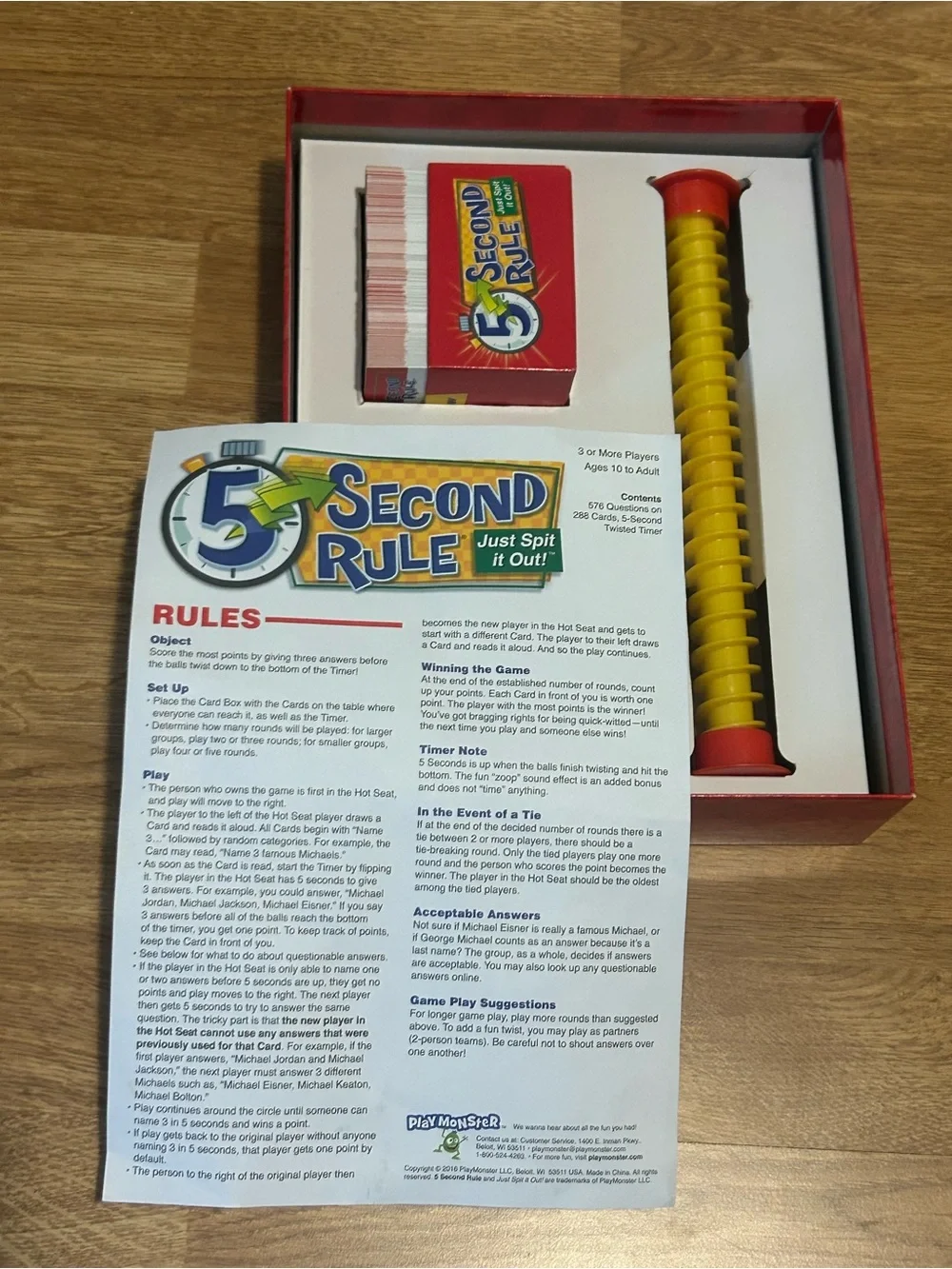 5 Second Rule Party Game - Bright Red Box